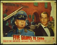 4b365 FIVE GRAVES TO CAIRO LC '43 Billy Wilder, great c/u of Erich von Stroheim & Franchot Tone!