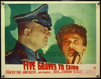 4b366 FIVE GRAVES TO CAIRO LC '43 great 2-shot of Erich von Stroheim sneering at Anne Baxter!