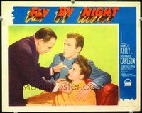 4b374 FLY BY NIGHT movie lobby card '42 Nancy Kelly & Richard Carlson being threatened!