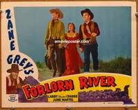 4b383 FORLORN RIVER movie lobby card #3 R51 Buster Crabbe, June Martel, from Zane Grey novel!