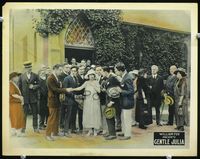 4b411 GENTLE JULIA movie lobby card '23 pretty Bessie Love surrounded by admirers outside church!