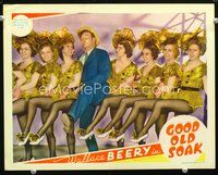 4b433 GOOD OLD SOAK movie lobby card '37 great wacky image of Wallace Beery in kick line!