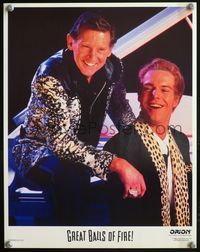 4b438 GREAT BALLS OF FIRE LC '89 vertical portrait of Dennis Quaid with real life Jerry Lee Lewis!