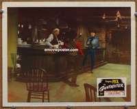 4b457 GUNFIGHTER movie lobby card '50 cool image of Gregory Peck in cowboy bar!