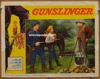 4b460 GUNSLINGER movie lobby card #1 '56 tough cowgirl Beverly Garland, John Ireland!