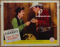 4b463 HAIL TO THE RANGERS lobby card '43 great image of Charles Starrett taking Arkansaw toothpick!