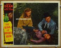 4b474 HAWK OF POWDER RIVER movie lobby card '48 cowboy Eddie Dean checks on injured girl!