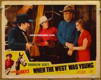 4b485 HERITAGE OF THE DESERT movie lobby card #2 R51 Zane Grey novel, Randolph Scott & Sally Blaine!