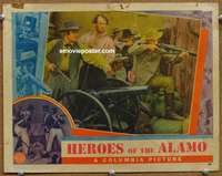 4b486 HEROES OF THE ALAMO lobby card '37 Lane Chandler, cool image of Texans making last stand!