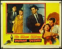 4b506 HUMAN DESIRE LC '54 Gloria Grahame literally & figuratively between Broderick Crawford & Ford