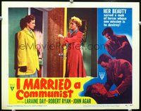 4b512 I MARRIED A COMMUNIST LC #6 '49 Laraine Day & Janis Carter, border art of Robert Ryan!