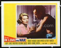 4b524 IN LOVE & WAR movie lobby card #7 '58 Jeffrey Hunter in World War II Marine Corps drama!