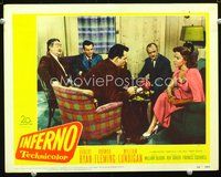 4b533 INFERNO movie lobby card #6 '53 Robert Ryan & Rhonda Fleming in breath-taking man hunt!