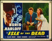 4b544 ISLE OF THE DEAD LC #6 R53 c/u of Ellen Drew & Marc Cramer, cool Boris Karloff border art!