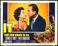 4b545 IT CAME FROM BENEATH THE SEA movie lobby card '55 close-up of sexy Faith Domergue!