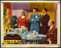 4b546 IT HAD TO BE YOU lobby card #6 '47 Ginger Rogers & Cornel Wilde standing at dinner party!