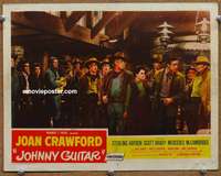 4b558 JOHNNY GUITAR movie lobby card #7 '54 Joan Crawford, Sterling Hayden!