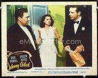 4b559 JOHNNY O'CLOCK LC #2 '46 great image of handsome Dick Powell & Ellen Drew in sexy dress!