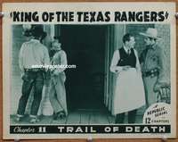 4b571 KING OF THE TEXAS RANGERS chap 11 movie lobby card '41 Trail of Death, cool image of Sheriff!