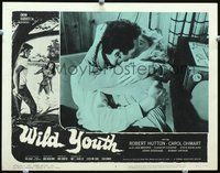 4b643 NAKED YOUTH movie lobby card #5 '60 Wild Youth, great border art of sexy bikini girl in peril!