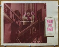 4b650 NIGHT UNTO NIGHT lobby card #7 '49 cool image of Ronald Reagan & Viveca Lindfors on stairs!