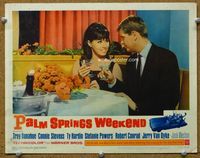 4b664 PALM SPRINGS WEEKEND movie lobby card #6 '63 Troy Donahue & Stefanie Powers, teen swingers!