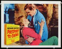 4b670 PASSPORT TO CHINA movie lobby card '61 romantic close up of Richard Basehart!