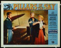 4b677 PILLARS OF THE SKY movie lobby card #5 '56 Dorothy Malone & Jeff Chandler held at gunpoint!