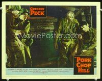 4b679 PORK CHOP HILL movie lobby card #3 '59 cool image of Gregory Peck in the Korean War!