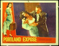 4b680 PORTLAND EXPOSE movie lobby card '57 sexy bad girl Carolyn Craig being attacked!