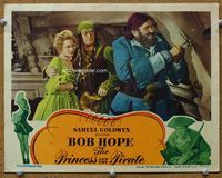 4b685 PRINCESS & THE PIRATE movie lobby card '44 wacky image of pirate Bob Hope & Virginia Mayo!