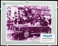 4b686 PRIVILEGE movie lobby card #5 '67 Jean Shrimpton, Paul Jones, cool image of Mustang in parade!