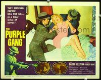 4b689 PURPLE GANG movie lobby card #6 '59 creepy image of mobsters attacking pretty girl!