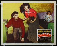 4b701 RAWHIDE movie lobby card #4 '51 image of Tyrone Power, pretty Susan Hayward!