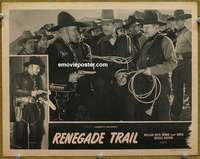 4b707 RENEGADE TRAIL movie lobby card R48 great image of William Boyd as Hopalong Cassidy!