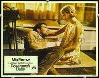 4b745 ROSEMARY'S BABY movie lobby card #1 '68 close-up of Mia Farrow & John Cassavetes!