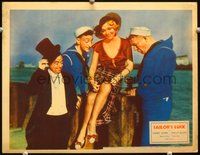 4b754 SAILOR'S LUCK movie lobby card '33 wacky image of creepy sailors staring at woman's legs!