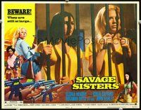 4b763 SAVAGE SISTERS movie lobby card #4 '74 Cheri Caffaro, great image of bad girls behind bars!