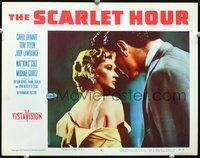 4b764 SCARLET HOUR movie lobby card #3 '56 sexy image of Carol Ohmart, Tom Tryon!