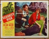 4b776 SECURITY RISK movie lobby card '54 John Ireland & Dorothy Malone w/Dolores Donlon!