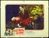 4b809 SO YOUNG, SO BAD movie lobby card #6 '50 Paul Henreid carries sexy Anne Francis!