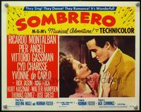 4b810 SOMBRERO lobby card #7 '53 super close up of Vittorio Gassman looking at Yvonne De Carlo!