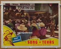 4b812 SONG OF TEXAS lobby card '43 Roy Rogers, great image of starting line at covered wagon race!