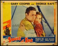 4b813 SOULS AT SEA lobby card '37 great romantic close up of George Raft hugging pretty Frances Dee!