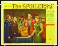 4b816 SPOILERS movie lobby card #3 '56 Anne Baxter, Jeff Chandler, Rory Calhoun!