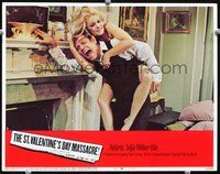 4b818 ST. VALENTINE'S DAY MASSACRE movie lobby card #8 '67 George Segal is attacked by pretty woman!