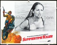 4b832 SUMMERTIME KILLER movie lobby card #6 '73 Karl Malden, sexy Olivia Hussey is all wet in pool!