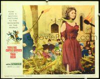 4b850 TARAS BULBA movie lobby card #5 '62 wild image of woman being burned at stake!