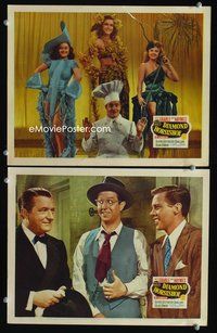 4g184 DIAMOND HORSESHOE 2 movie lobby cards '45 sexy dancers with chef & wacky Phil Silvers!