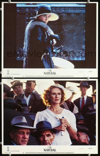 4g533 NATURAL 2 lobby cards '84 Barbara Hershey, Glenn Close, Barry Levinson directed, baseball!